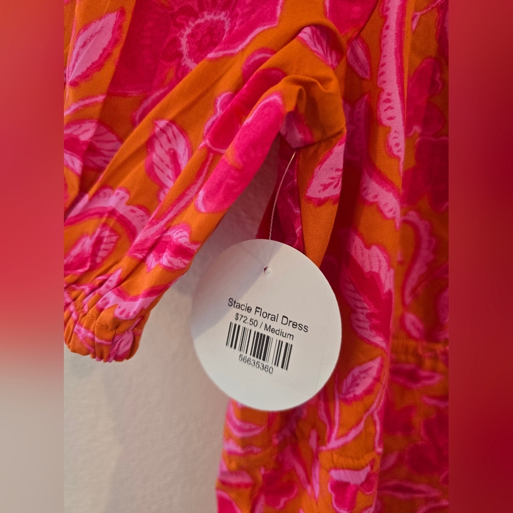 Sugarlips NWT Rea Floral Stacie Button Down Mini Dress in Orange Floral Fuchsia - Picture 10 of 11